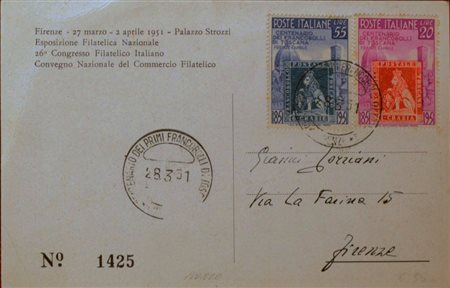 1951 num.653,654 su cartolina commemorativa ed annullo speciale del...