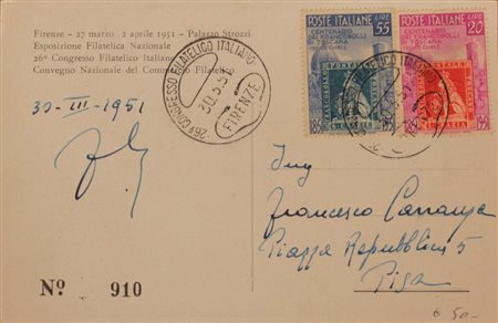 1951 num.653,654 su cartolina commemorativa ed annullo speciale del congresso...