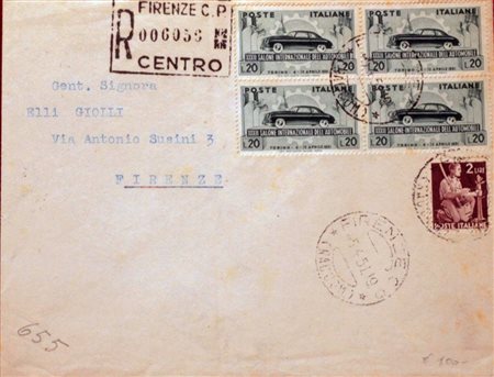 1951 num.655 in quartina, num.552 su busta raccomandata Prezzo di catalogo : /