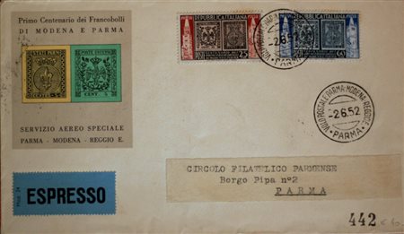 1952 num.689,690 su busta commemorativa ed annullo del volo speciale Prezzo...