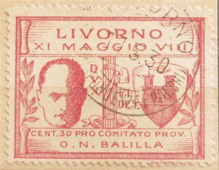 1930 Livorno visita Duce usato su frammento Prezzo di catalogo : 300 €