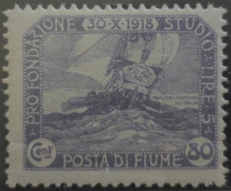 1919 Fiume num.68a linguellato, colore violetto Prezzo di catalogo : 1.100 €