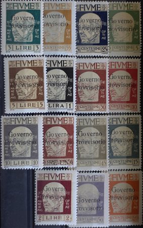 1921 Fiume num.149-163 senza linguella Prezzo di catalogo : 1.925 €