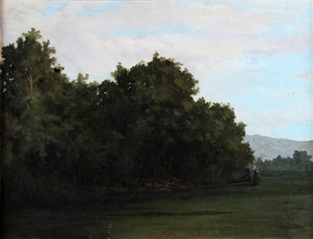 SENNO PIETRO (1831 - 1904) Attribuito a. Paesaggio. Olio su tela . Cm 37,00 x...