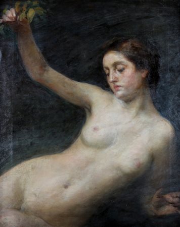 GROSSO GIACOMO (1860 - 1938) Nudo di donna. Olio su tela . Cm 59,00 x 74,00....