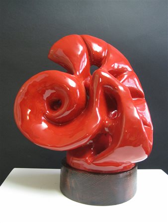 Paolo Camporese Padova 1961 Red fire 2016 ceramica a smalto rosso 25x22...