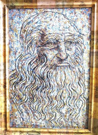 NUNZIO MONTICELLI mosaico da collezione in marmo raffigurante "Leonardo da...