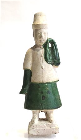 MING CINA Antropomorfa - Dignitario stante verde/bianco - Cina - Ming -...