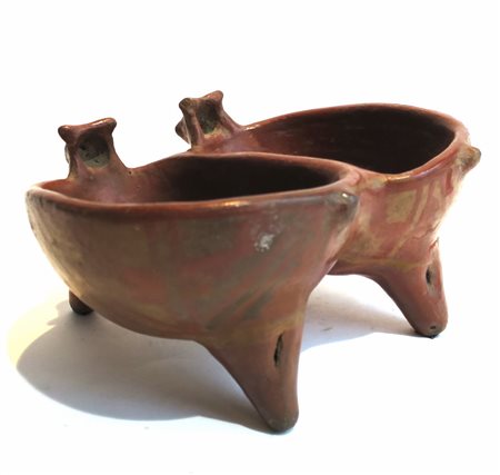 CHUPICUARO MEXICO Coppa quadrupede a doppia vasca zoomorfa - Terracotta -...