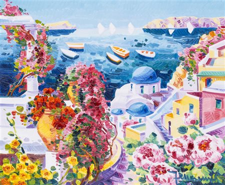 ATHOS FACCINCANI (1951)La Bouganvillea e luce su Santorini, 2016Olio su...