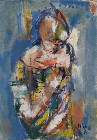 GUIDO PAJETTA (1898-1987)Donna senza volto, 1963Olio su telacm 54,5x37,5Firma...