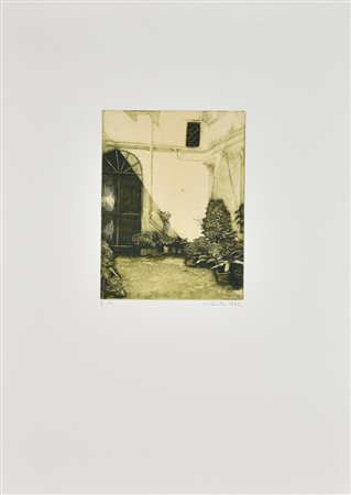 Saliola Antonio Il Cortile incisione su carta, cm 66x48,5 (lastra cm...