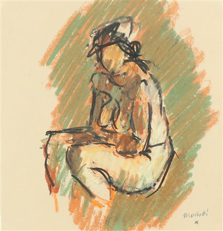 MORLOTTI ENNIO (1910 - 1992) Nudo. 1988. Pastelli su carta. Cm 34,50 x 36,00....
