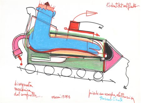 MORENI MATTIA (1920 - 1999) Disegnata meccanica del computer... 1995. Tecnica...