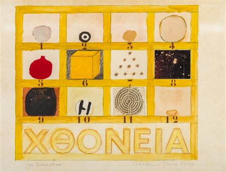 JOE TILSON (1928) ...for Demeter 1976 Tecnica mista con collage su carta 42 x...