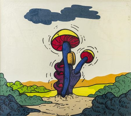 NARCISO BONOMI (1947) Metamorfosi di un fungo 1970 Acrilico su tela 70 x 80...