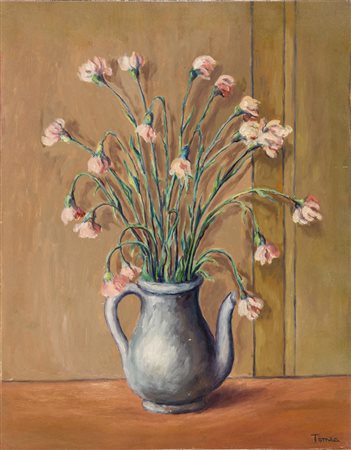 FIORENZO TOMEA (1910 - 1960) Vaso di fiori Anni '50 Olio su tela 54 x 42,5 cm...