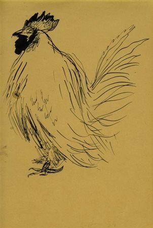 RENATO GUTTUSO (1911 - 1987) Gallo 1934 China su carta 28 x 18 cm Firmata e...