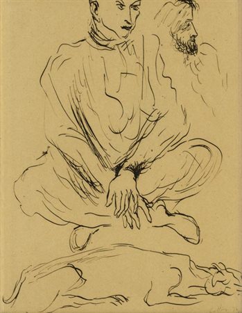 RENATO GUTTUSO (1911 - 1987) Senza titolo 1934 China su carta 38 x 21 cm...