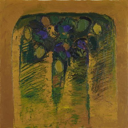 FRANCO DALEFFE (1933-2014)Immagine vegetale, 1989Olio su telacm 70x70Firma,...