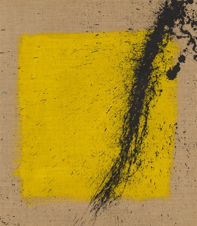 CHANDA TUN (1980)Yellow and black, 2012Smalto acrilico su tela di jutacm...