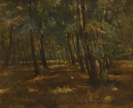 FRANCESCO GHISLENI (1901-1960)Bois de Boulogne, 1938Olio su masonitecm...