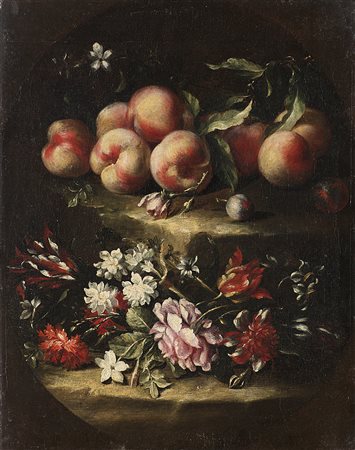 Scuola lombarda della seconda metà del secolo XVII "Composizione di fiori e...