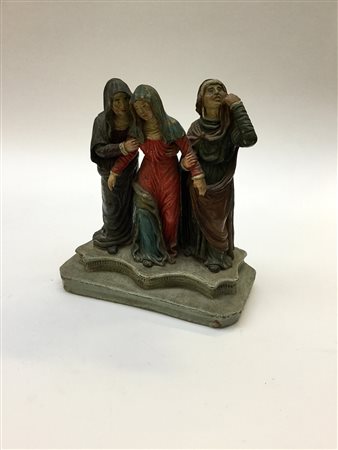 Giuseppe Capeleti "Le tre Marie" gruppo scultoreo in terracotta dipinta in...