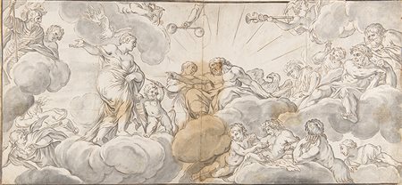 Artista del secolo XVIII "Divinità dell'Olimpo" penna inchiostro bruno,...