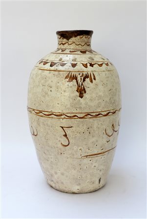 Manifattura cinese Grande vaso in ceramica invetriata decorato a smalti...
