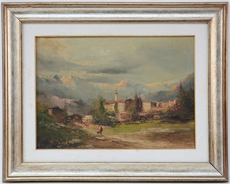 Athos Renzo Brioschi (Palazzolo 1910 - 2000) "Paesino di montagna" olio su...