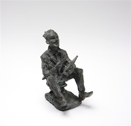 Ignoto "Artista al lavoro" scultura in bronzo (h cm 22) (lievi difetti)