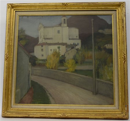 S. Debellis "Strada verso la chiesa" 1935, olio su tela (cm 65x70) Firmato e...