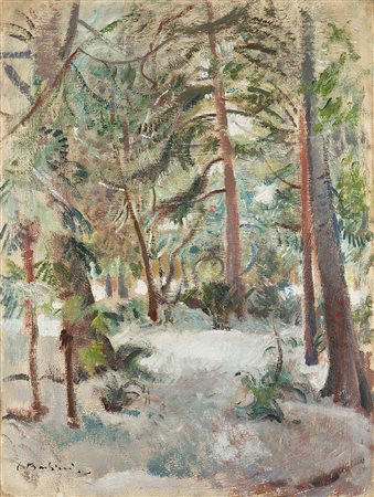 Contardo Barbieri (Broni 1900 - Milano 1966) "Nel bosco" olio su tela (cm...