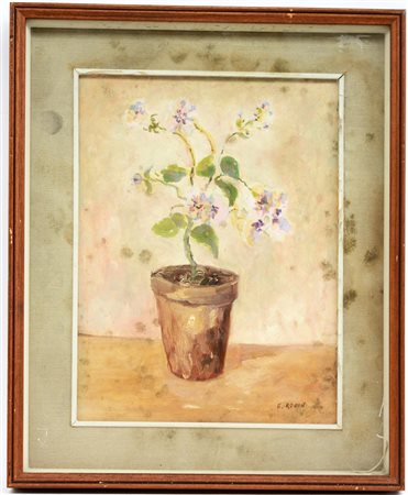 Ignoto "Vaso di fiori" olio su tela (cm 40x30) firmato "Robin E." in basso a...