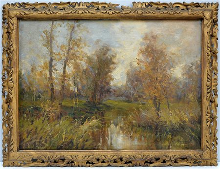 Anacleto Moiraghi (Binasco 1880 - Milano 1943) "Autunno" olio su tela (cm...