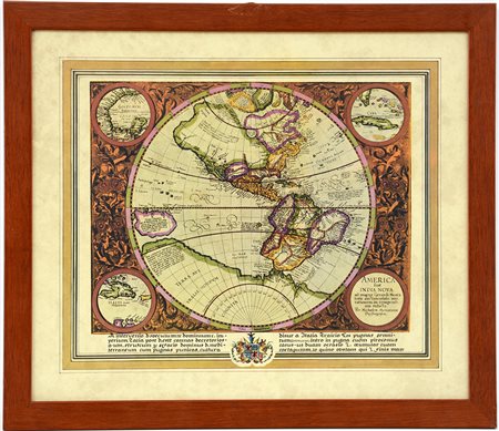 Riproduzione di un'antica carta geografica (cm 39x46) in cornice