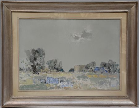 Cosimo Sponziello (Tuglie 1915 - 2004) "Grigio in Salento" olio su tela (cm...