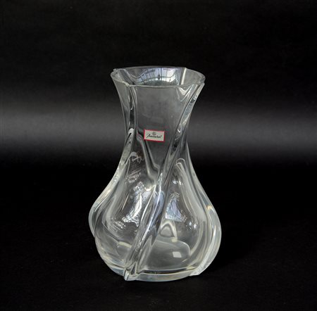 Manifattura di Baccarat, vaso in cristallo a corpo costolato piriforme (h cm...