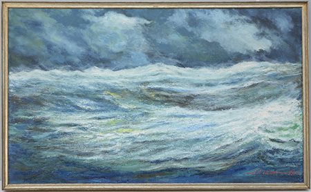 Antonio Pio "Mare in burrasca" olio su tela (cm 60x100) firmato in basso a...