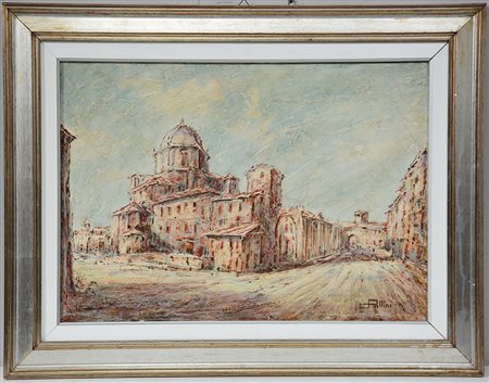 Dario Pollini "S. Lorenzo a Milano" olio su tela (cm 50x70) firmato in basso...