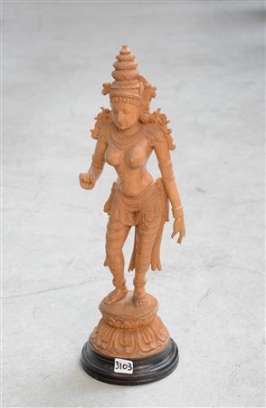 Figura di divinità indiana in legno (h cm 39)