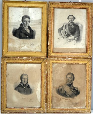 Gruppo di quattro incisioni raffiguranti Vittorio Emanuele II e altri...