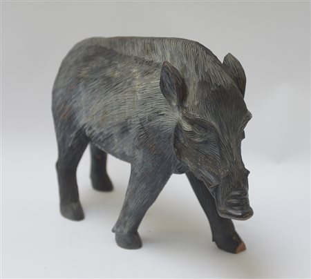 Ignoto "Cinghiale" scultura in legno (h. cm 30)