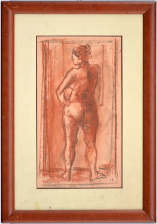 Theophile-Alexandre Steinlen "Nudo femminile" tecnica mista su carta (cm...