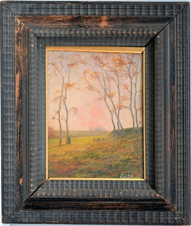 A. Stucchi "Tramonto d'autunno" olio su compensato (cm 40x30) firmato in...