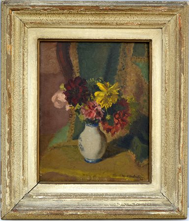 Ugo Vittore Bartolini (Firenze 1906 - Milano 1975) "Vaso con fiori" olio su...