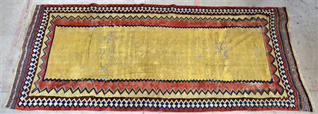 Tappeto Kilim, Qashqai fine secolo XIX Campo tinta unita giallo e bordura a...