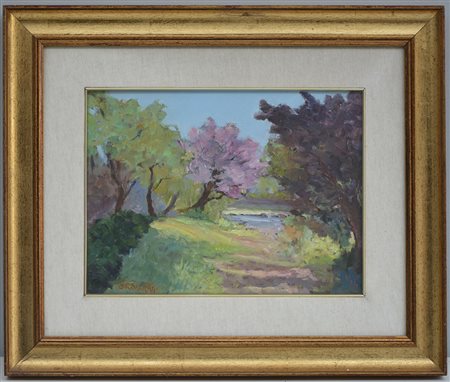 I. R. Salardi "Scorcio di paesaggio" olio su tela (cm 30x40) firmato in basso...