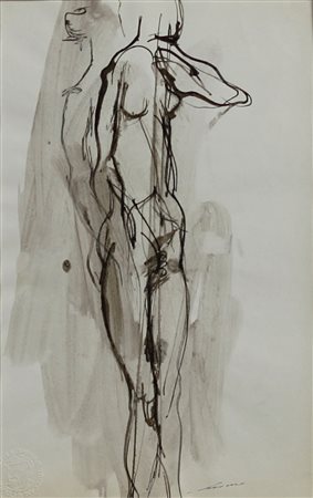 TRECCANI ERNESTO (MILANO 1920 MILANO 2009), Figura nella doccia, Inchiostro e...